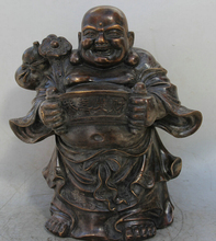 Usps para os eua s2410, estátua de buda maitreya de 16 ", china bronze stand, ru yi cucurbit, riqueza feliz 2024 - compre barato