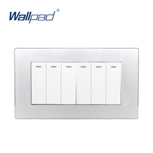 Venda imperdível interruptor de luz de parede de 2 vias 6 gang painel acrílico de luxo botão de pressão interruptor rocker