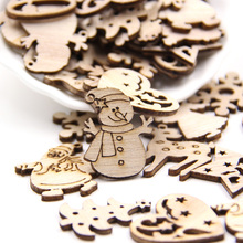 50PCS DIY Natural Wooden Chip Christmas Ornaments Pendant Kids Gifts Snowman Tree Shape Xmas Tree Hanging Ornaments Decorations 2024 - buy cheap