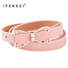 IFENDEI Stylish Women's Belts Pink Bow Strap Belt Female Patent PU Leather Waist Belt White For Dress Skirt ceinture femme 2024 - buy cheap