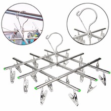Windproof Laundry Socks Gloves Clothes Hanger Collapsible Stainless Steel Hanging Rack 20 Clothespin Drying Racks Outdoor C42 2024 - buy cheap