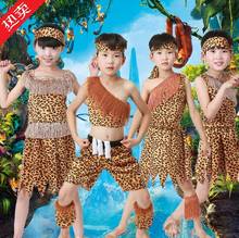 Hot 2017 Halloween Cosplay Primitive African Savage Leopard-print clothing Six One Children Costumes Hunter clothing 2024 - buy cheap
