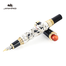 Jinhao Dragon Style Silver 0.5mm Fountain Pen Brand Gold Metal School Office Business Writing Ink Pens Tool Gift Stationery 2024 - buy cheap
