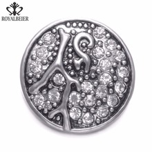 2017 Transparent Rhinestone Metal Charms 18mm Snap Button Jewelry For 20mm Snaps Bracelet Snap Jewelry KZ0767 2024 - compre barato