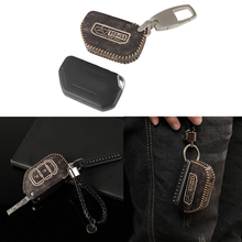 Car Brown Black Leather Key Case Holder Retro Style Keychain Key Bag For Jeep Wrangler JL 2018 Accessories 2024 - buy cheap
