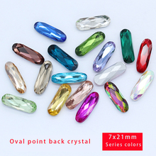 Gemas rectangulares de ovalado de colores, 15p, 7x21mm, punzón trasero, piedras de cristal facetadas, joyas de diamantes de imitación, Sandalia de juguete 2024 - compra barato