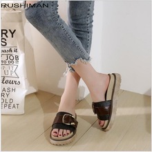 Fashion casual sandals female 2018 summer shoes round head belt buckle sandals female Flip Flops Flat Slippers 2024 - buy cheap