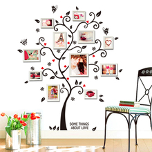 HOT Free Shipping Chic Black Family Photo Frame Tree Butterfly Flower Heart Mural Wall Sticker Home Decor Room Decals For Child 2024 - buy cheap