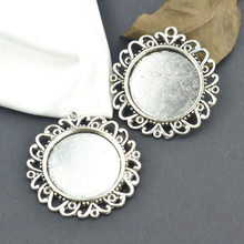 Wholesale 15pcs/lots Metal tibetan silver charms filigree cabochon 24mm base pendants fit diy necklace jewelry supplies 3258 2024 - buy cheap