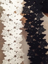 LaceTime 5 Yards Unique Black/white Maple Leave Lace Trim Venice lace Applique sewing for dress Lace Trim 2024 - buy cheap