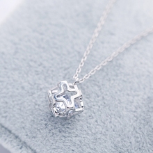 Hollow Square Cross Korea Elegant 925 Sterling Silver Clavicle Chain  Personality Trendy Female Necklace SNE266 2024 - buy cheap