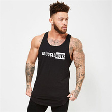 Muscleguys Summer Letters Print Bodybuilding Fitness Mens Tank Tops Cotton Breathable Men's Cotton Workout Gyms Sleeveless Vest 2024 - buy cheap