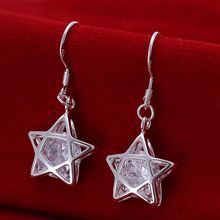 Free Shipping!!Wholesale silver plated Earring,925 jewelry silver,Hollow Star Earrings SMTE200 2024 - buy cheap