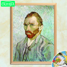 Vencint-pintura con diamantes en 5D DIY de Van Gogh, autoretrato, bordado con pedrería completa cuadrada, mosaico de pedrería, 1889 2024 - compra barato