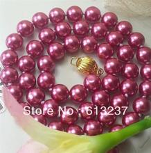 Free shipping 10mm rose red shell simulated-pearl hot sale women chains rope necklace wholesale price jewelry 18inch MY4186 2024 - buy cheap