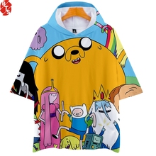 Camisetas con capucha para hombre y mujer, ropa informal de manga corta con estampado 3D de Adventure Time, moda de verano, gran oferta, 2019 2024 - compra barato