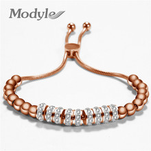 Modyle Stainless Steel Adjustable Bead Bracelets for Women Fashion Crystal Chain Bangle & Bracelet femme Wedding Jewelry 2024 - buy cheap