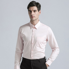 Мужская хлопковая рубашка с длинным рукавом, однотонная Классическая Повседневная деловая рубашка из смеси хлопка, в Корейском стиле, Осень-зима 2021 2024 - купить недорого
