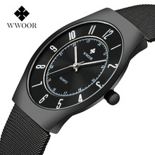 WWOOR 2019 Mens Watches Top Brand Luxury Men Quartz Watch Ultra Thin Mesh Straps Business Casual Wristwatch reloj masculino #c 2024 - buy cheap