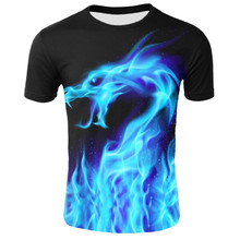 Camiseta con estampado 3D para niños, camisa con diseño divertido de dragón de llama azul, Camisetas estampadas para niños y niñas, ropa fresca, 2019 2024 - compra barato
