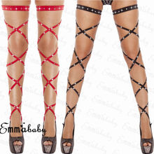 Fashion Women Sexy Crystal Studded Thigh High Leg Wraps Set Garter Belt Rave Club Dance Stockings 2024 - buy cheap