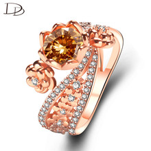 DODO Luxurious 7Mm Champagne AAA Zircon Princess Wedding Rings Women Flowers Design Rose Gold Color Fine Jewelry Anillos Dm133 2024 - buy cheap