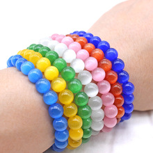 Opal Buddha Bracelet Natural Stone Round Beads Elasticity Rope Men Women Blue Pink Yellow White Stone Beaded Bracelet 2024 - buy cheap