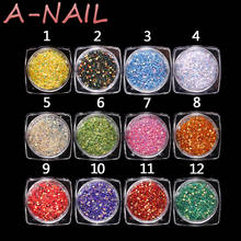12boxes/set Shiny Round Shapes Confetti Nail Sequins 12 Colors Paillette Flakes Manicure 3D UV Gel Nail Art Decoration A-Nail 2024 - buy cheap