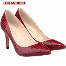 LOSLANDIFEN Women Pumps Fashion Thin Heels Pointed Toe Shallow mouth PU 8CM wedding Party basic OL Office Woman shoes 2024 - buy cheap