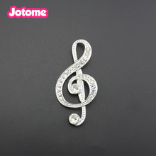 100pcs/Lot Wholesale Clear music Note Rhinestone silver tone brooch pin/broach for dress decoration 2024 - buy cheap