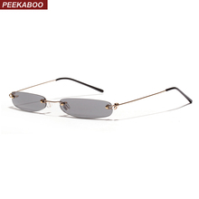 Peekaboo tiny narrow rectangle sunglasses women rimless 2019 candy color thin small sun glasses for men clear lens uv400 2024 - buy cheap