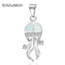 ROLILASON Delicate Style Promotion Fashion Jewelry White Fire Opal Silver Stamped Necklaces Pendants for Women OP606 2024 - buy cheap