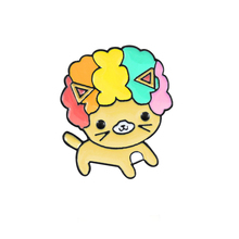 Cute Curly Hair Enamel Metal Brooch Rainbow Hair Cat Badge Pin Fun Trendy Costume Backpack Jewelry Accessories Gift 2024 - buy cheap
