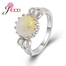 Fashion Vintage Round White/Yellow Fire Opal Rings for Women 925 Sterling Silver Wedding Rings Fashion Jewelry Anel 2024 - buy cheap