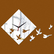 Новые ограниченные настенные часы с птицами для домашнего декора Diy настенные часы Современный дизайн Роскошные зеркальные часы, 3d хрустальные часы, 4 звезды 2024 - купить недорого