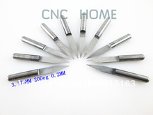 10pcs 3.175 Shank 20 Degree 0.2mm Flat Bottom CNC Router Bits, Carbide Engraving Bits, PCB Cutter Tool, V Shape Milling Cutter 2024 - buy cheap