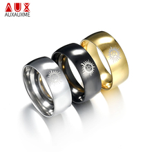 Auxauxme-anillos de acero inoxidable con diseño de la fuerza solar para hombre, sortija de boda con diseño de Supernatural, color dorado y negro, joyería para seguidores de películas 2024 - compra barato