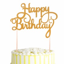 Staraise 1pc Cake Topper Happy Birthday 30 40 50 60 Birthday party Celebration Gold Paper Cake Topper Birthday Party Supplies 2024 - buy cheap