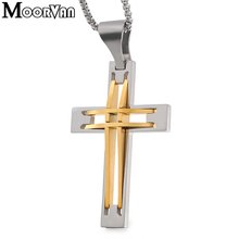 Moorvan! cross pendant necklace,minimalist fashion jewelry crucifix men stainless steel chain joalheria Joias masculinas VP387 2024 - buy cheap