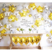 5pcs/lot Baby Shower Globos 18/10/5 inch gold silver star heart helium foil Balloons girl boy Birthday Party Decoration Supplies 2024 - buy cheap