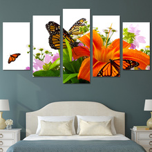 HD Printed Lilies and orange butterflies Painting Canvas Print room decor print poster picture canvas Free shipping/ny-5000 2024 - buy cheap
