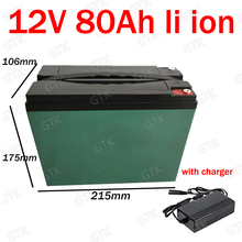 GTK waterproof 12v 80ah lithium ion battery 18650 BMS 3S li ion for caravan Household appliances Medical equipment +10A charger 2024 - buy cheap