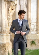 Classic Grey Groom Tuxedos Tailcoat Men Suit For Wedding 3Pieces(Jacket+Pant+Vest+Tie) Prom Tuxedos Trajes De Hombre Blazer 2024 - buy cheap