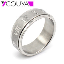 2016 New 316L stainless steel Roman numerals spin metal rings for men male gentleman fashion jewelry FREE SHIPPING 2024 - buy cheap
