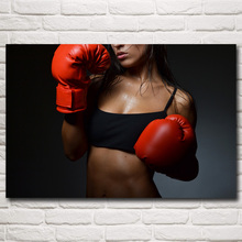 Modelo deportivo de boxeo para mujeres, pósteres de pintura de seda con diseño de músculos, sala de gimnasio, manos motivacionales, cuadros de decorativos para pared 2024 - compra barato
