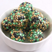 Kwoi vita luz verde/oro/Negro/Arco Iris color 100 unids/lote 20mm resina de diamantes de imitación de perlas de la bola para cuentas 2024 - compra barato