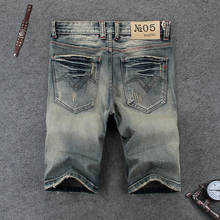 Nostalgia Retro Mens Jeans Shorts Summer Fashion Streetwear Knee Length Denim Shorts Men Brand Youth Casual Short Jeans RL110 2024 - buy cheap