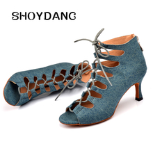 New Fashional Salsa Ballroom Latin Dance Shoes For Lady Denim Wedding & Party Shoes Free Shipping Number 2024 - buy cheap