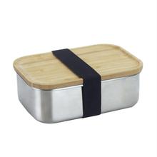 304 Stainless Steel Lunch Box with Wooden Lid Japanese Style Lunch Box Square Bamboo Cover Sushi Bento Box for School Picnic 2024 - buy cheap