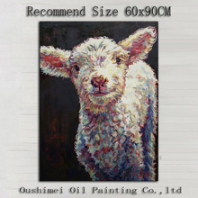 Professional Artist Handmade High Quality Funny Animal Sheep Oil Painting On Canvas Hand-painted Modern Sheep Oil Painting 2024 - buy cheap